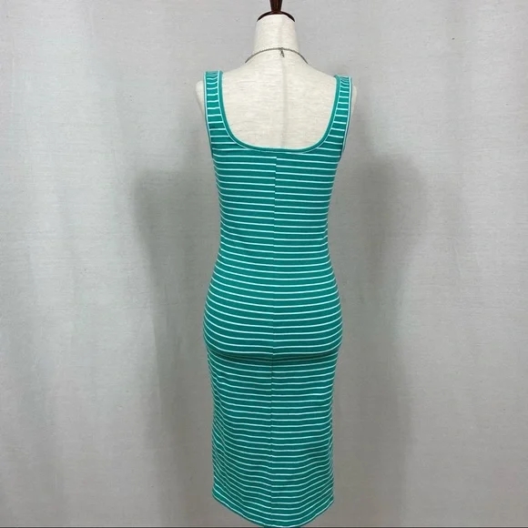 Forever 21 Green and White Stripes Tank Dress Size Small - Picture 3 of 6